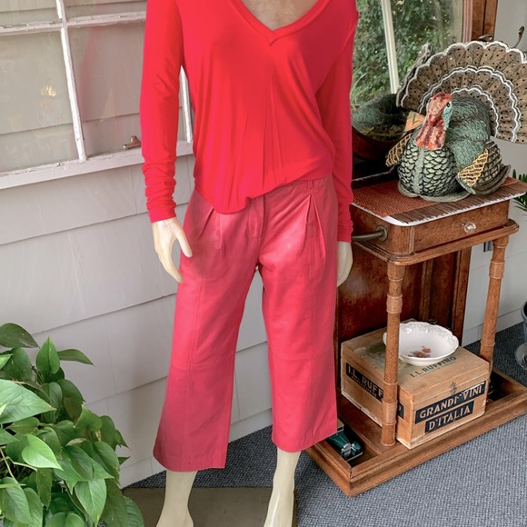 Vintage Leather Collection Crop Pants Fuscia Deep Pink - Picture 6 of 12
